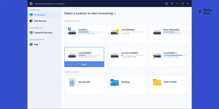 Select a location and start scanning