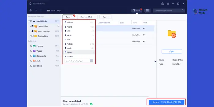 Select the files you want to recover